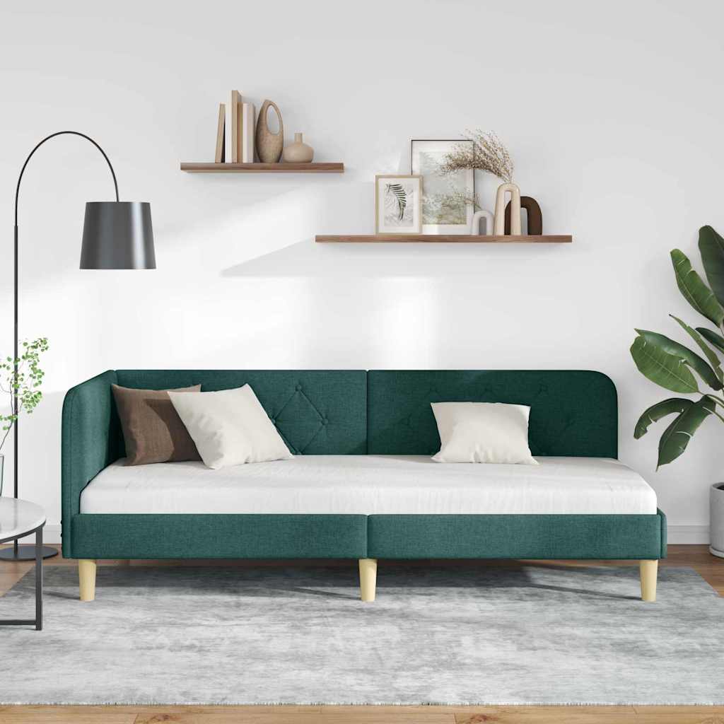 vidaXL Rama łóżka narożnego Ciemna zieleń 80 x 200 cm tkanina