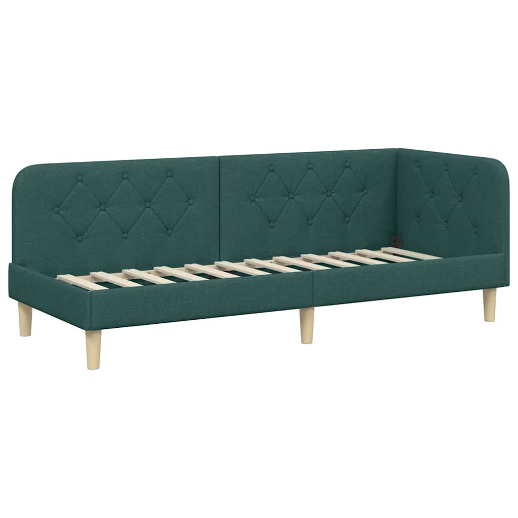 vidaXL Rama łóżka narożnego Ciemna zieleń 80 x 200 cm tkanina