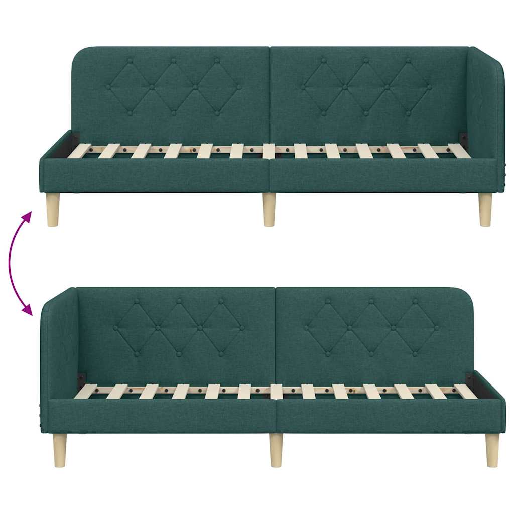 vidaXL Rama łóżka narożnego Ciemna zieleń 80 x 200 cm tkanina