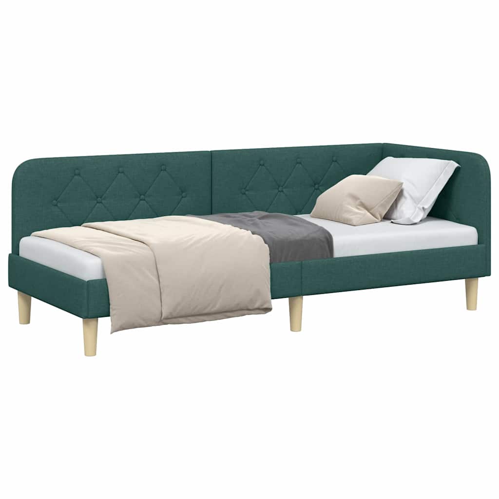 vidaXL Rama łóżka narożnego Ciemna zieleń 80 x 200 cm tkanina