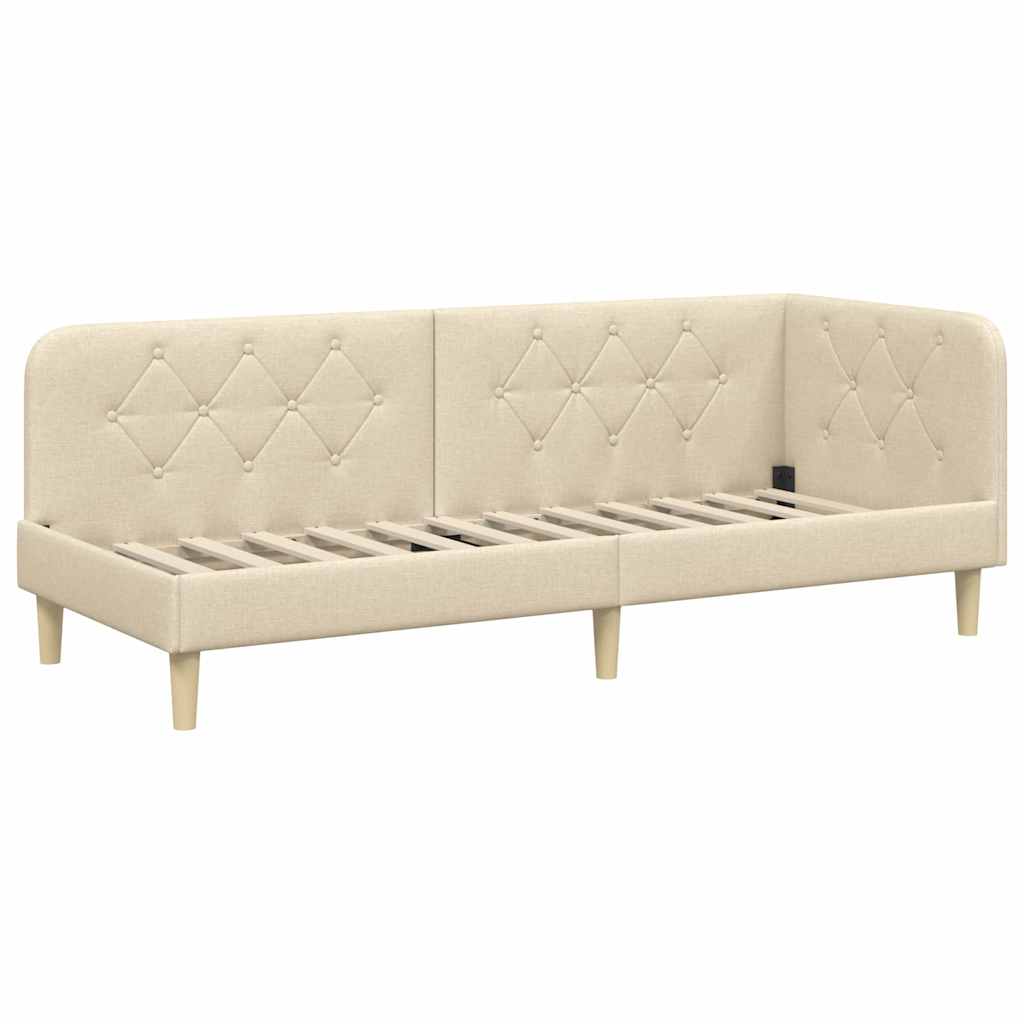 vidaXL Rama łóżka narożnego Kremowy 80 x 200 cm tkanina