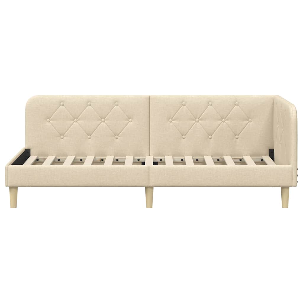 vidaXL Rama łóżka narożnego Kremowy 80 x 200 cm tkanina