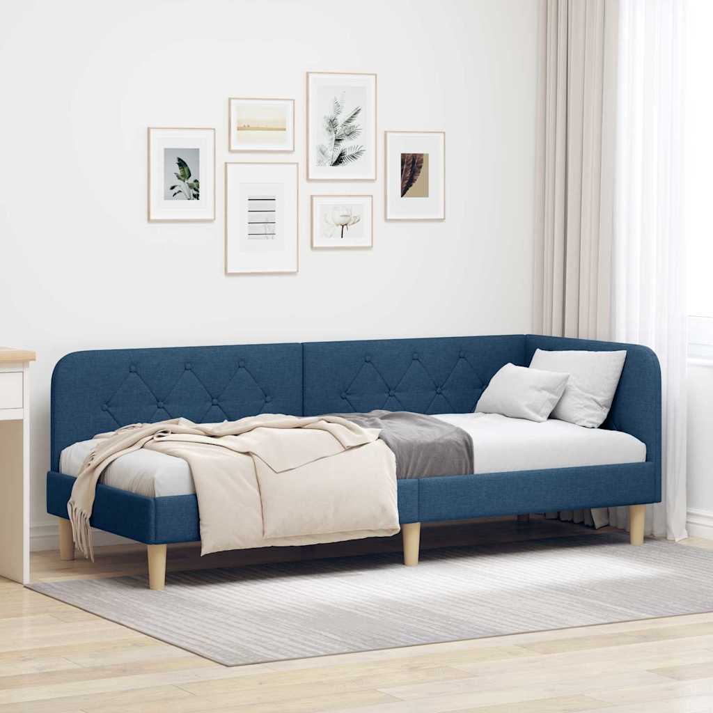 vidaXL Rama łóżka narożnego Niebieski 80 x 200 cm tkanina