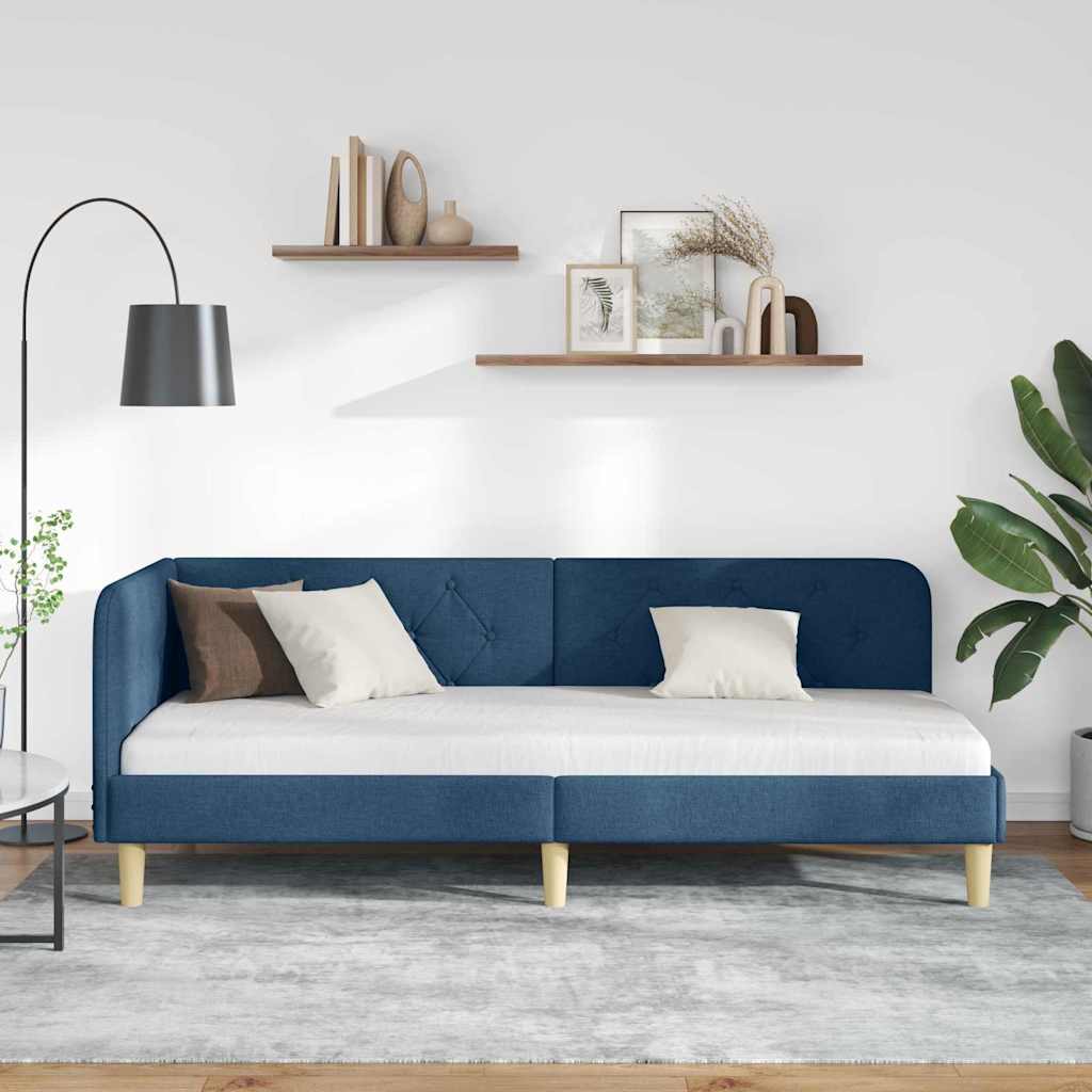 vidaXL Rama łóżka narożnego Niebieski 80 x 200 cm tkanina