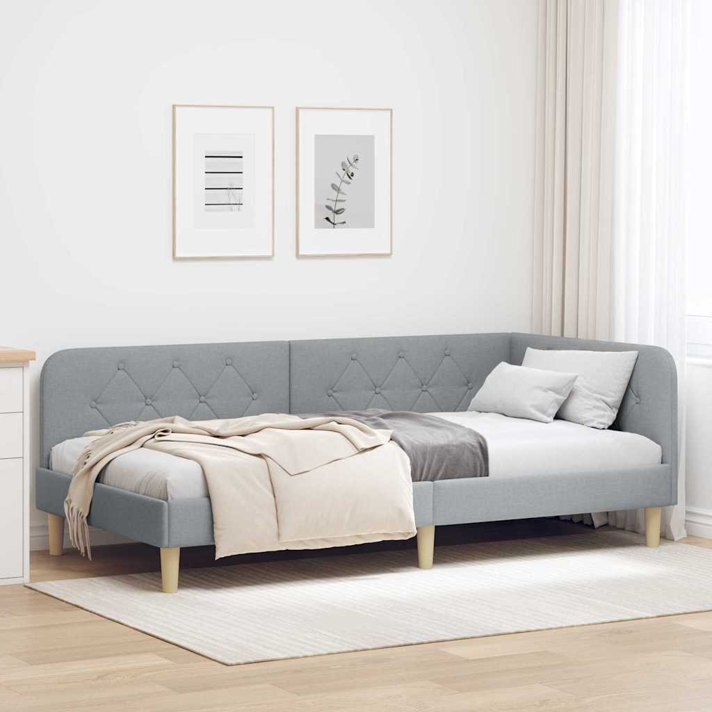 vidaXL Rama łóżka narożnego Jasnoszary 90 x 190 cm tkanina