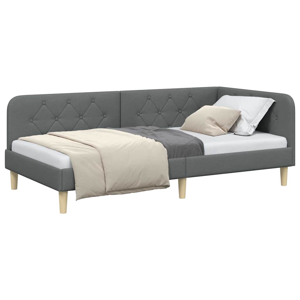 vidaXL Rama łóżka narożnego Ciemnoszary 90 x 190 cm tkanina