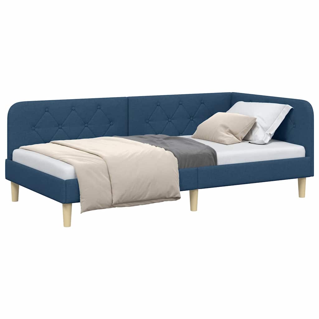 vidaXL Rama łóżka narożnego Niebieski 90 x 190 cm tkanina