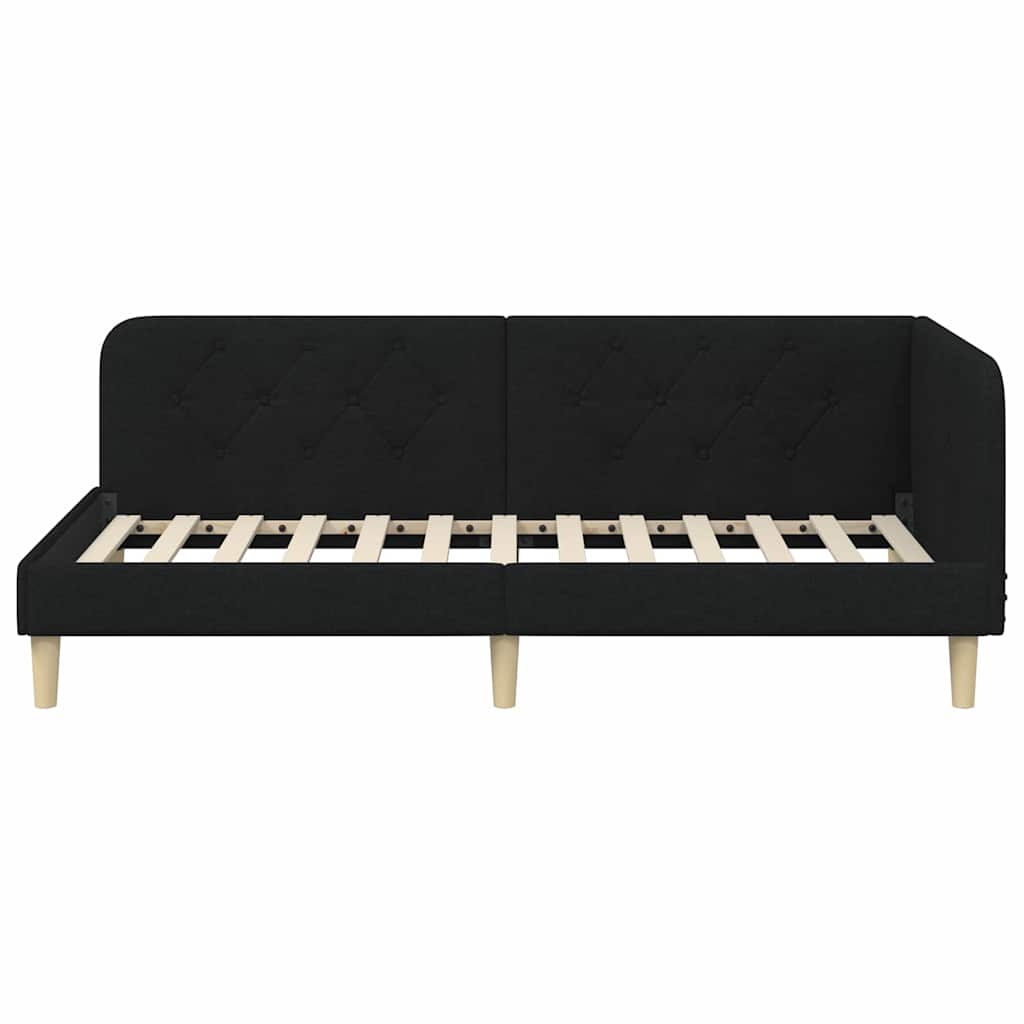 vidaXL Rama łóżka narożnego Czarny 90 x 200 cm tkanina