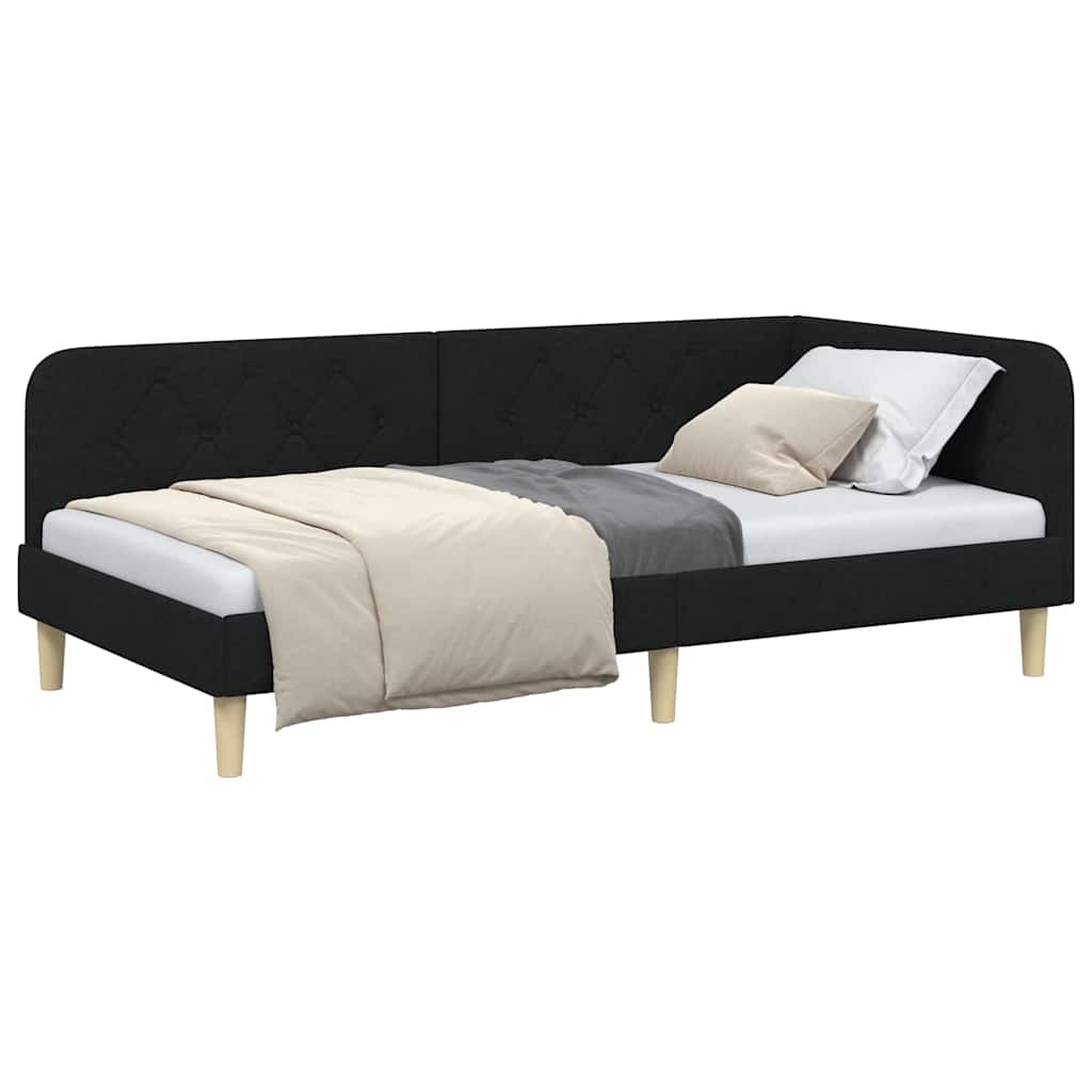 vidaXL Rama łóżka narożnego Czarny 90 x 200 cm tkanina