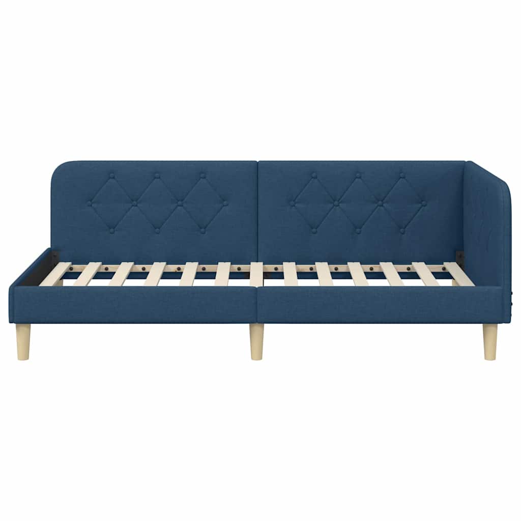 vidaXL Rama łóżka narożnego Niebieski 90 x 200 cm tkanina