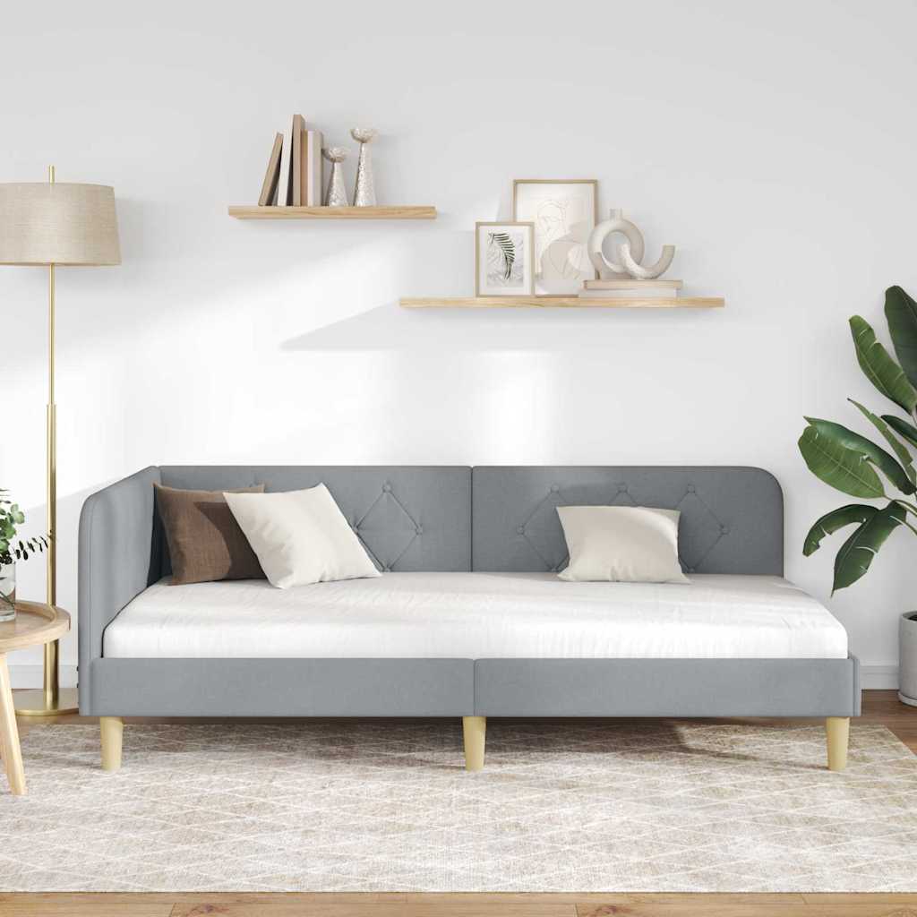 vidaXL Rama łóżka narożnego Jasnoszary 100 x 200 cm tkanina