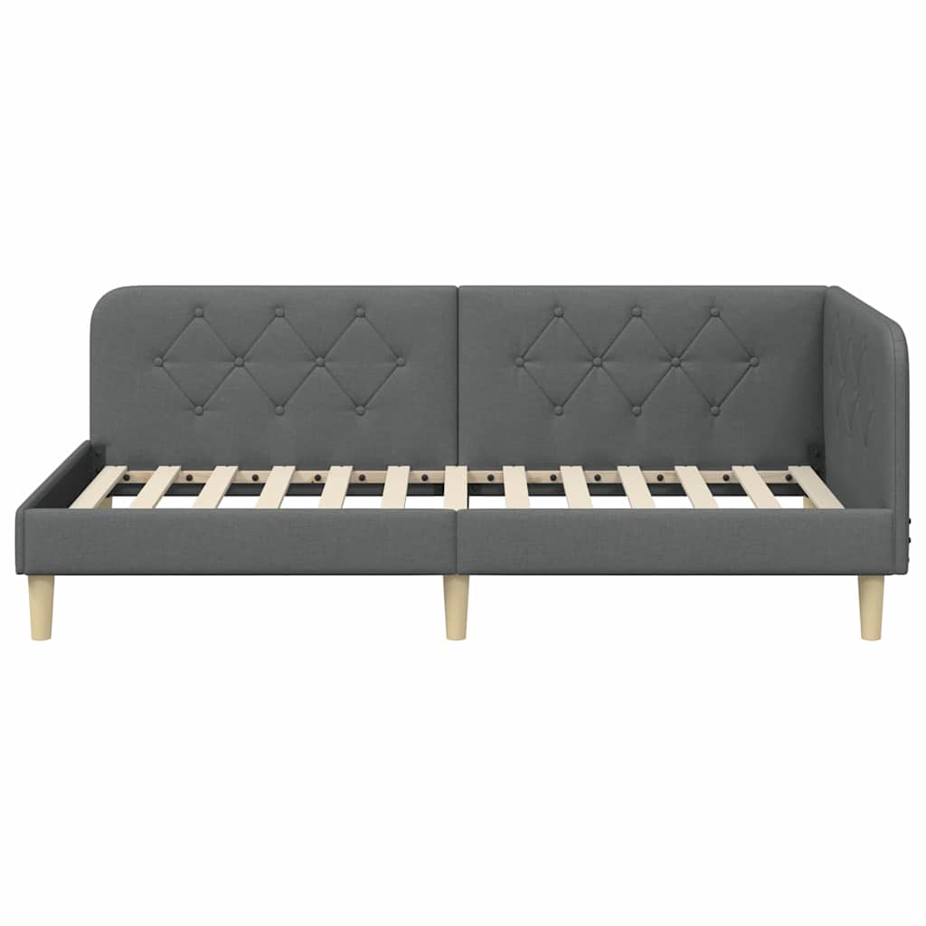 vidaXL Rama łóżka narożnego Ciemnoszary 100 x 200 cm tkanina