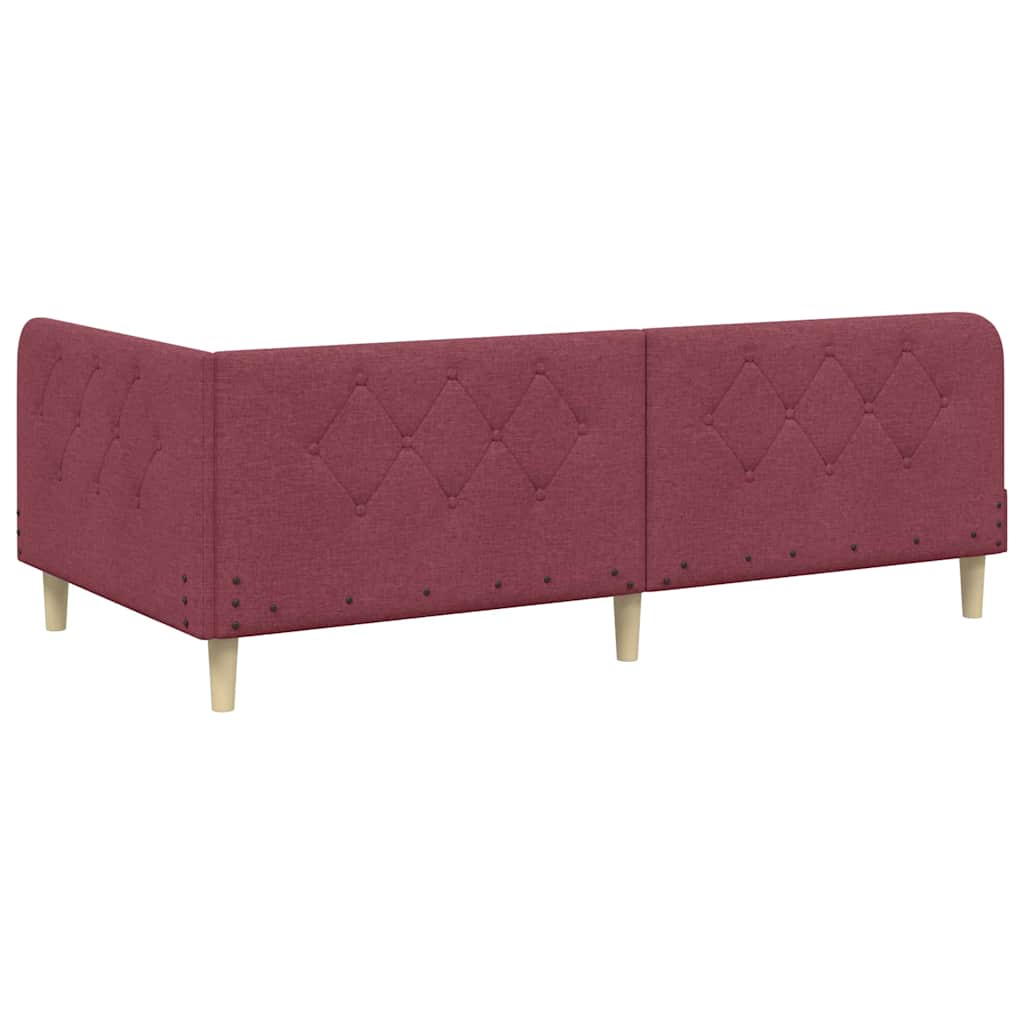 vidaXL Rama łóżka narożnego Czerwone wino 100 x 200 cm tkanina