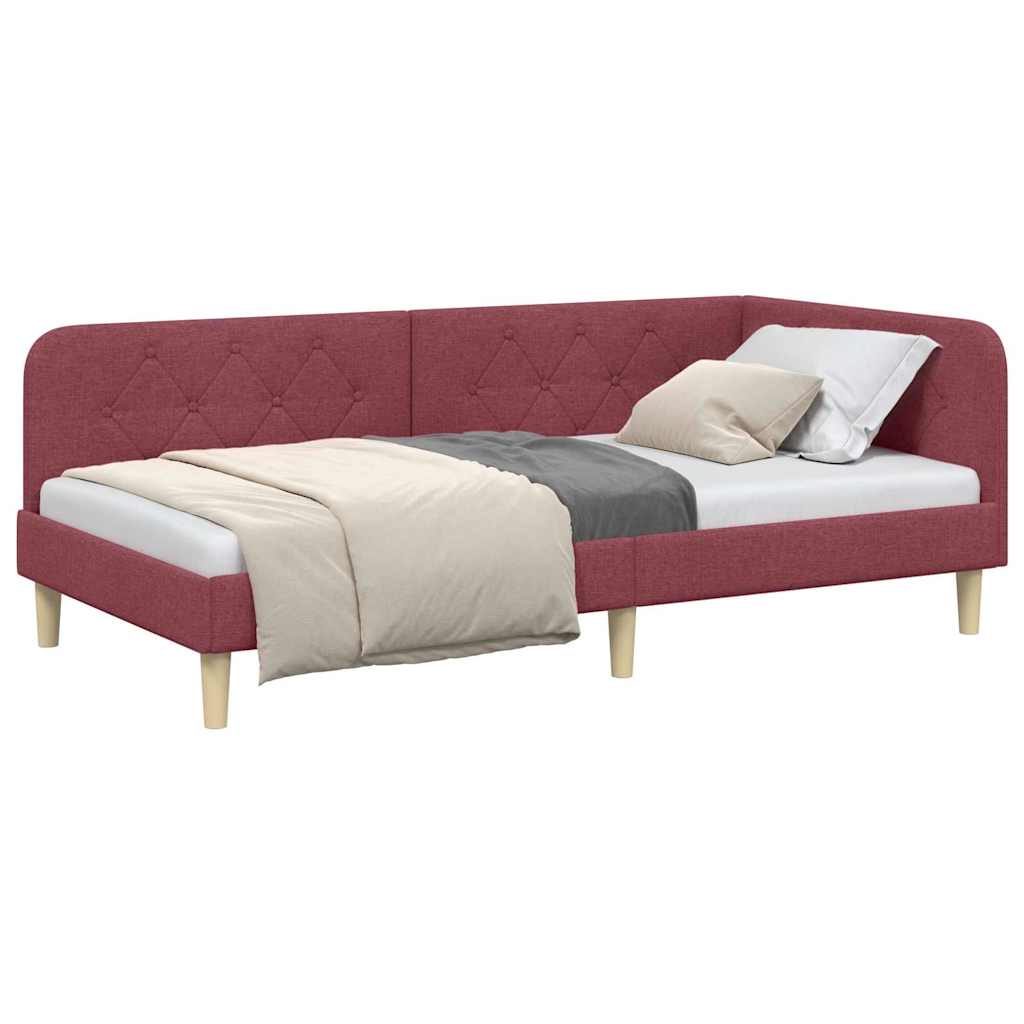 vidaXL Rama łóżka narożnego Czerwone wino 100 x 200 cm tkanina