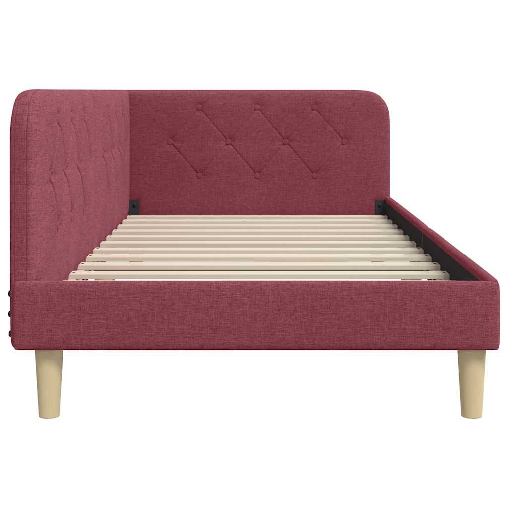 vidaXL Rama łóżka narożnego Czerwone wino 100 x 200 cm tkanina