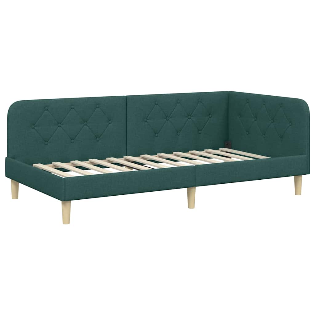 vidaXL Rama łóżka narożnego Ciemna zieleń 100 x 200 cm tkanina