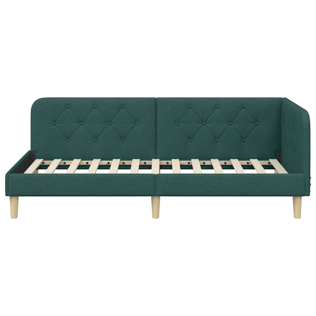 vidaXL Rama łóżka narożnego Ciemna zieleń 100 x 200 cm tkanina