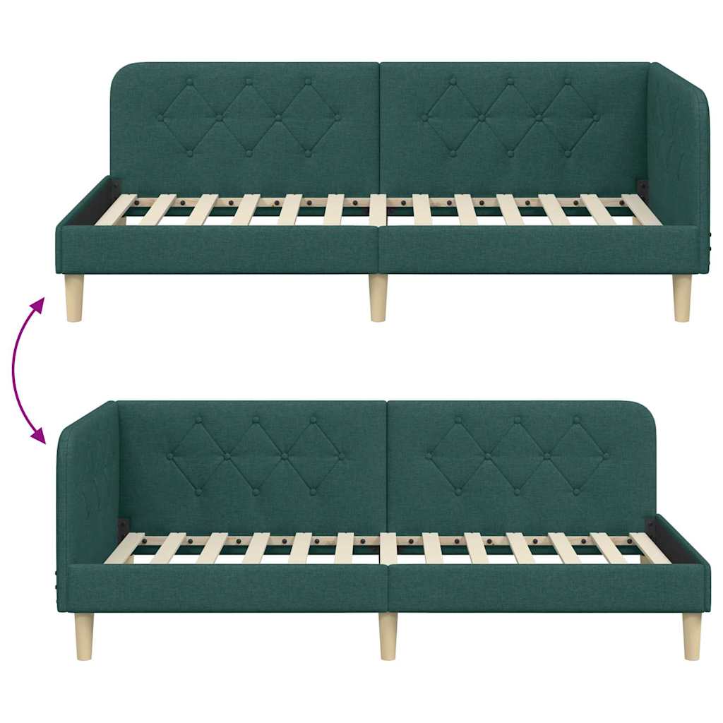 vidaXL Rama łóżka narożnego Ciemna zieleń 100 x 200 cm tkanina