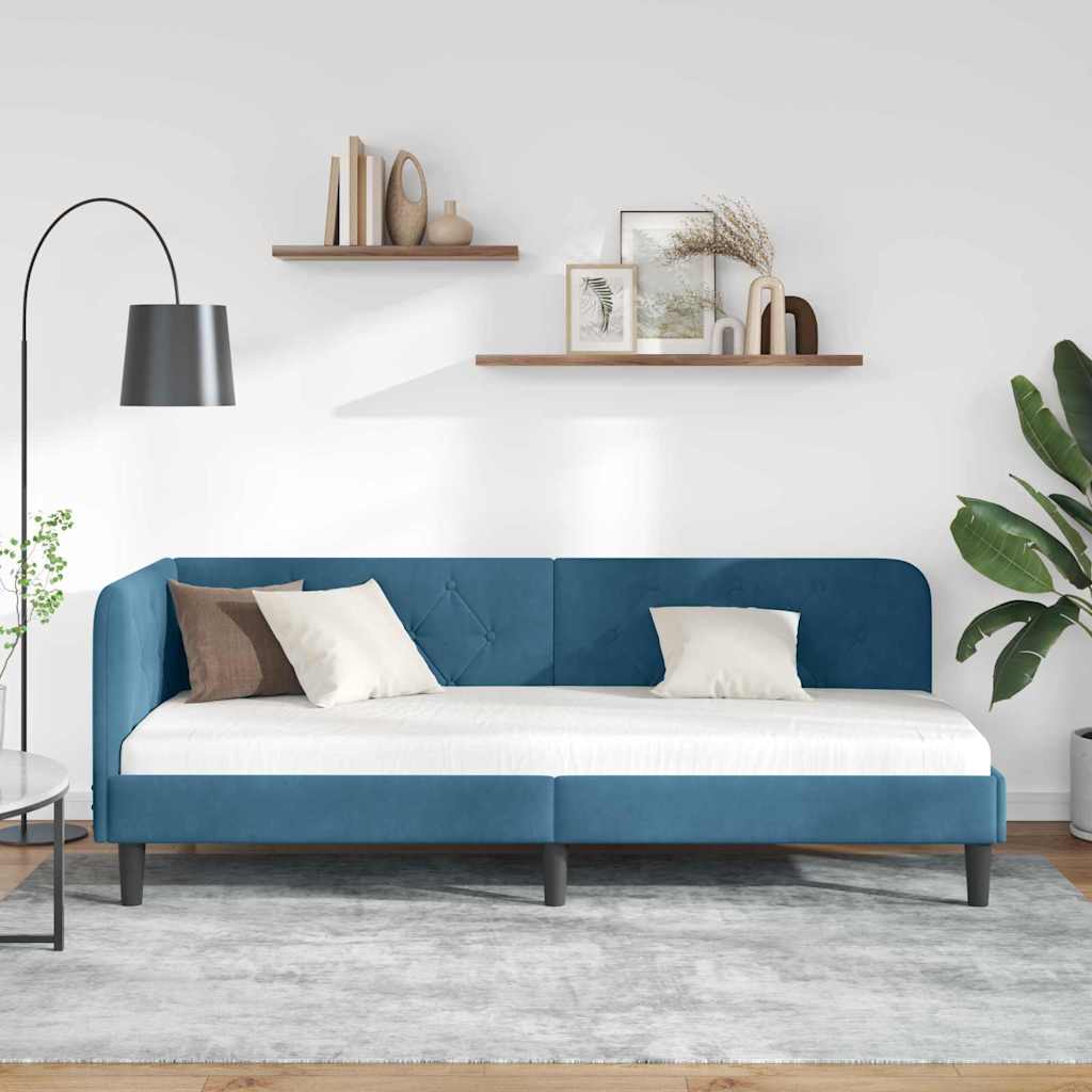 vidaXL Rama łóżka narożnego Niebieski 80 x 200 cm Aksamit