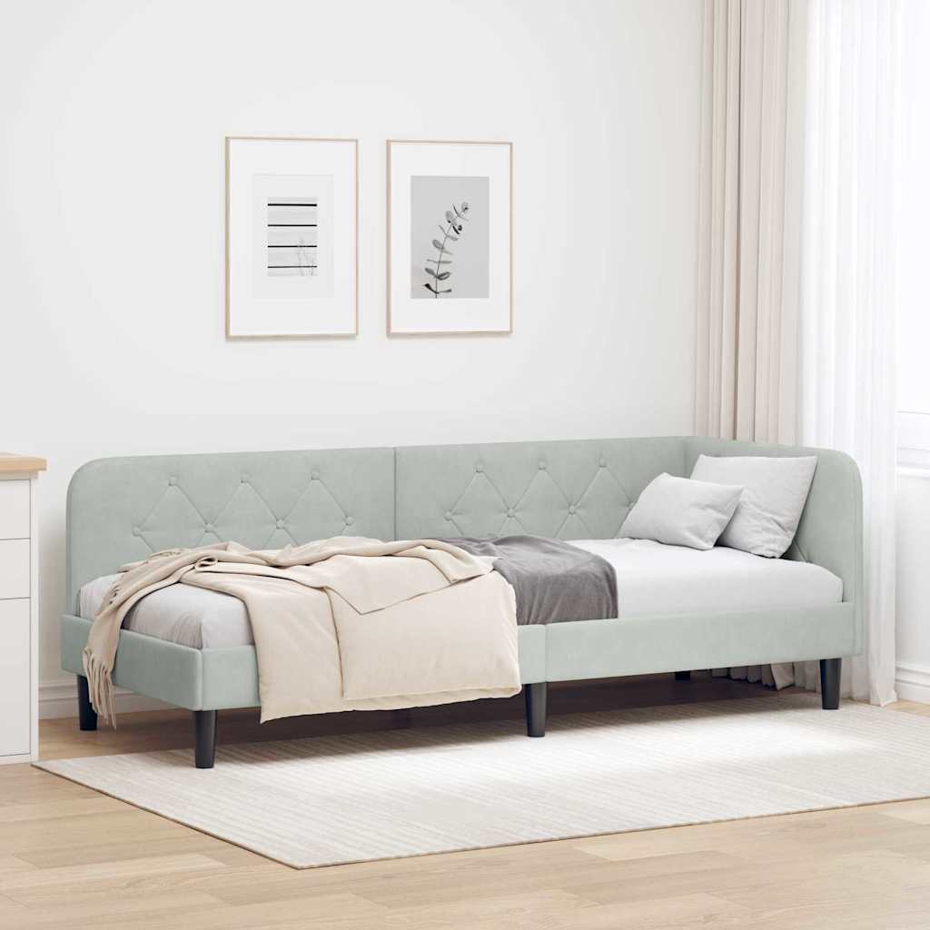 vidaXL Rama łóżka narożnego Jasnoszary 80 x 200 cm Aksamit