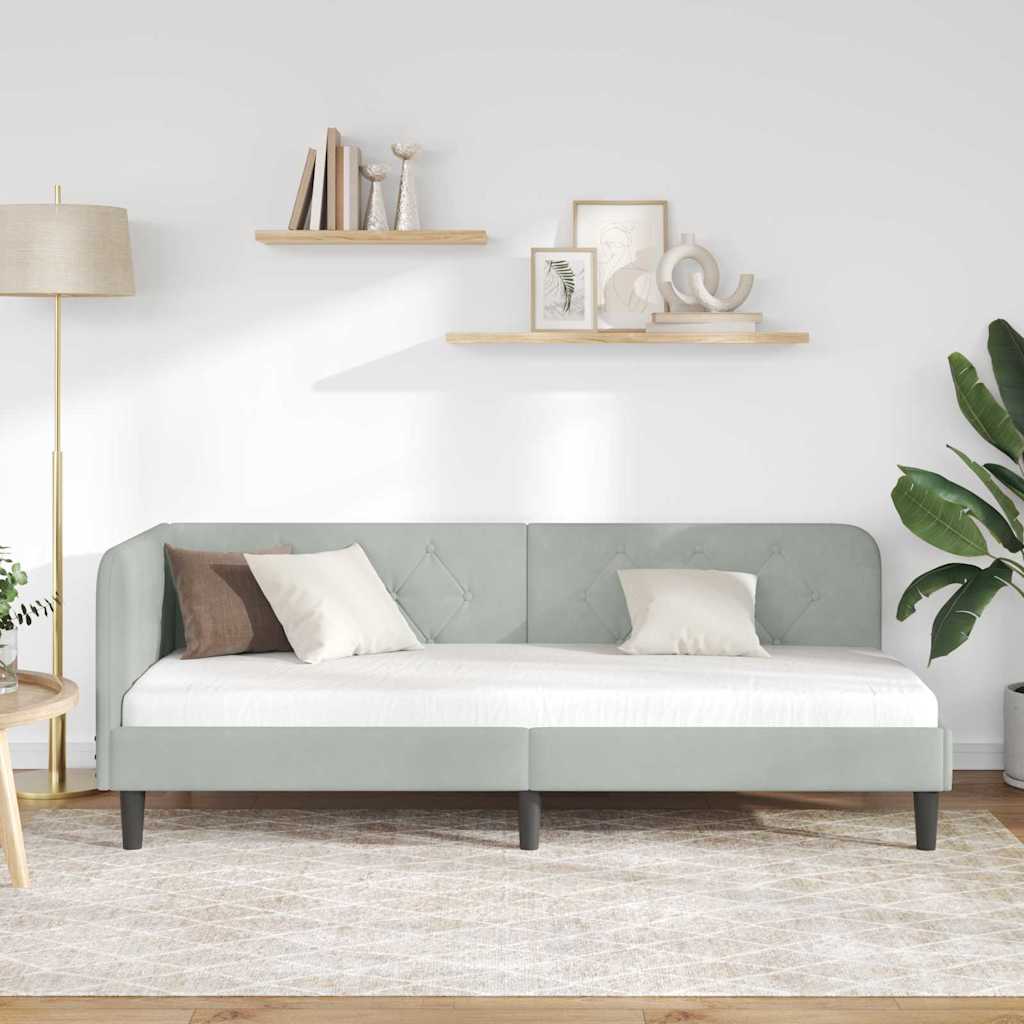 vidaXL Rama łóżka narożnego Jasnoszary 80 x 200 cm Aksamit
