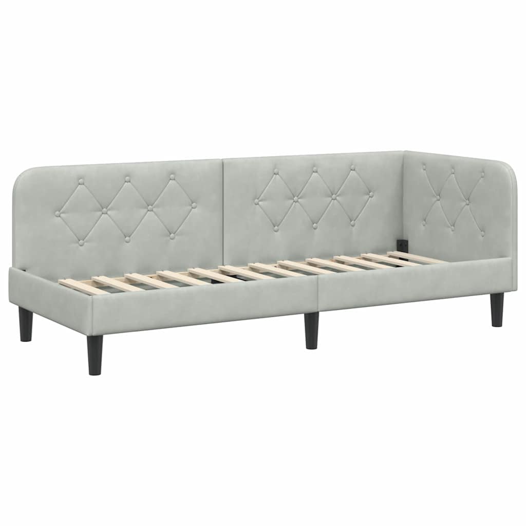 vidaXL Rama łóżka narożnego Jasnoszary 80 x 200 cm Aksamit