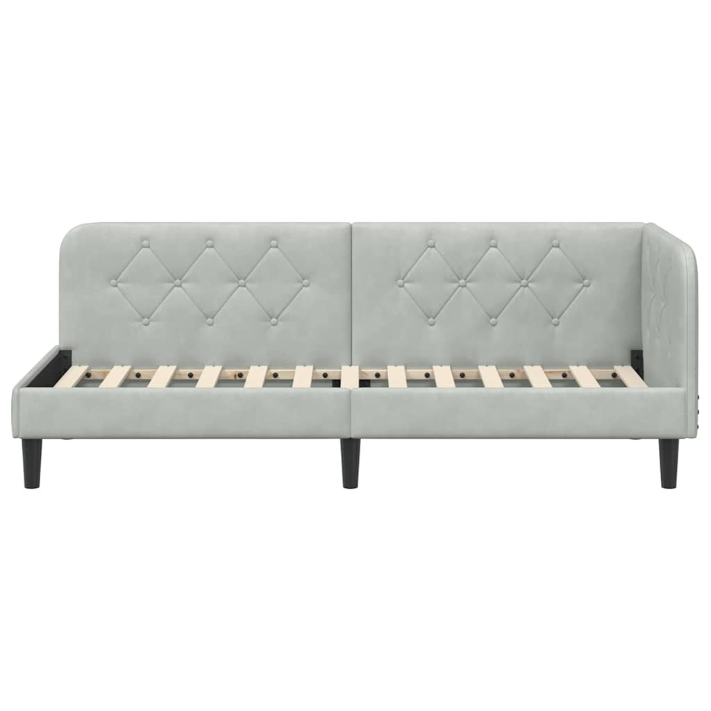 vidaXL Rama łóżka narożnego Jasnoszary 80 x 200 cm Aksamit