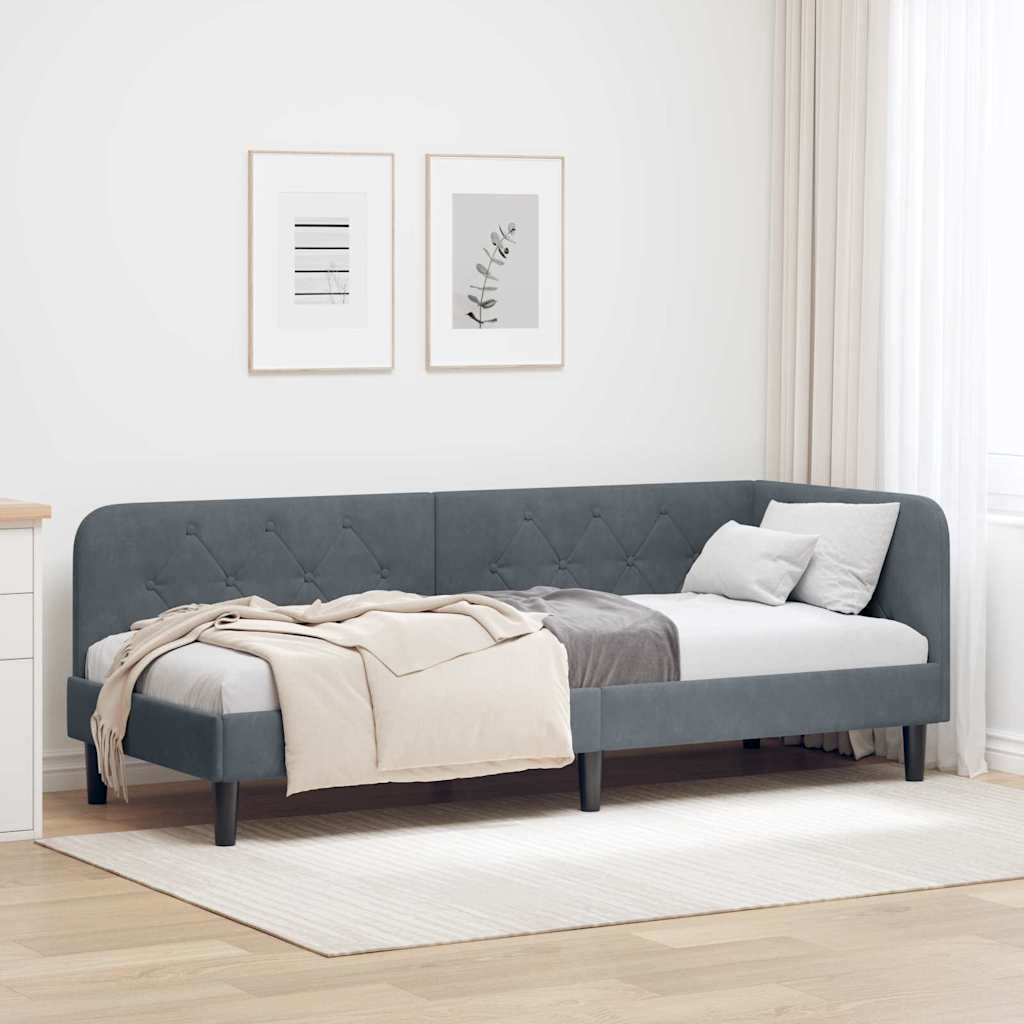 vidaXL Rama łóżka narożnego Ciemnoszary 80 x 200 cm Aksamit