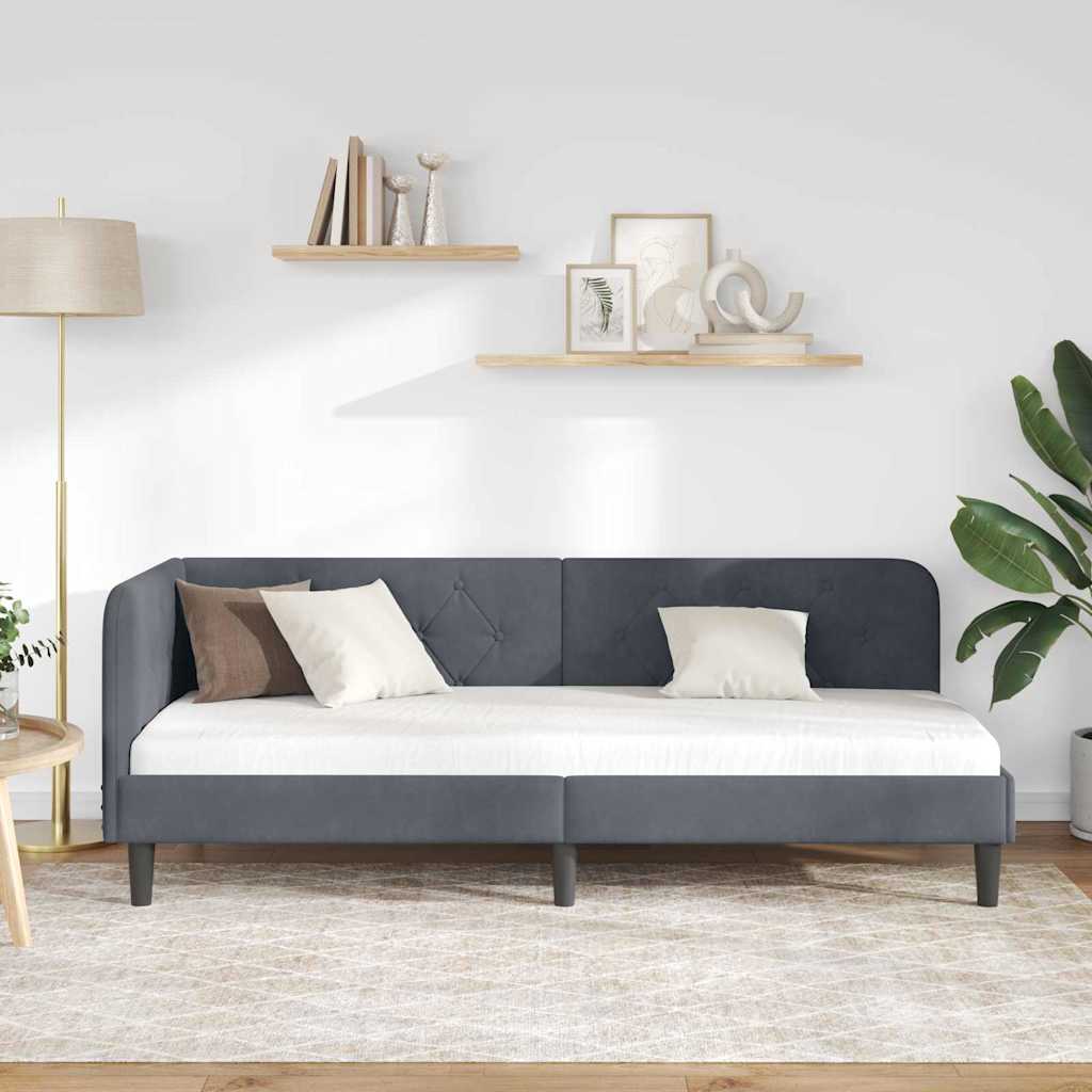 vidaXL Rama łóżka narożnego Ciemnoszary 80 x 200 cm Aksamit
