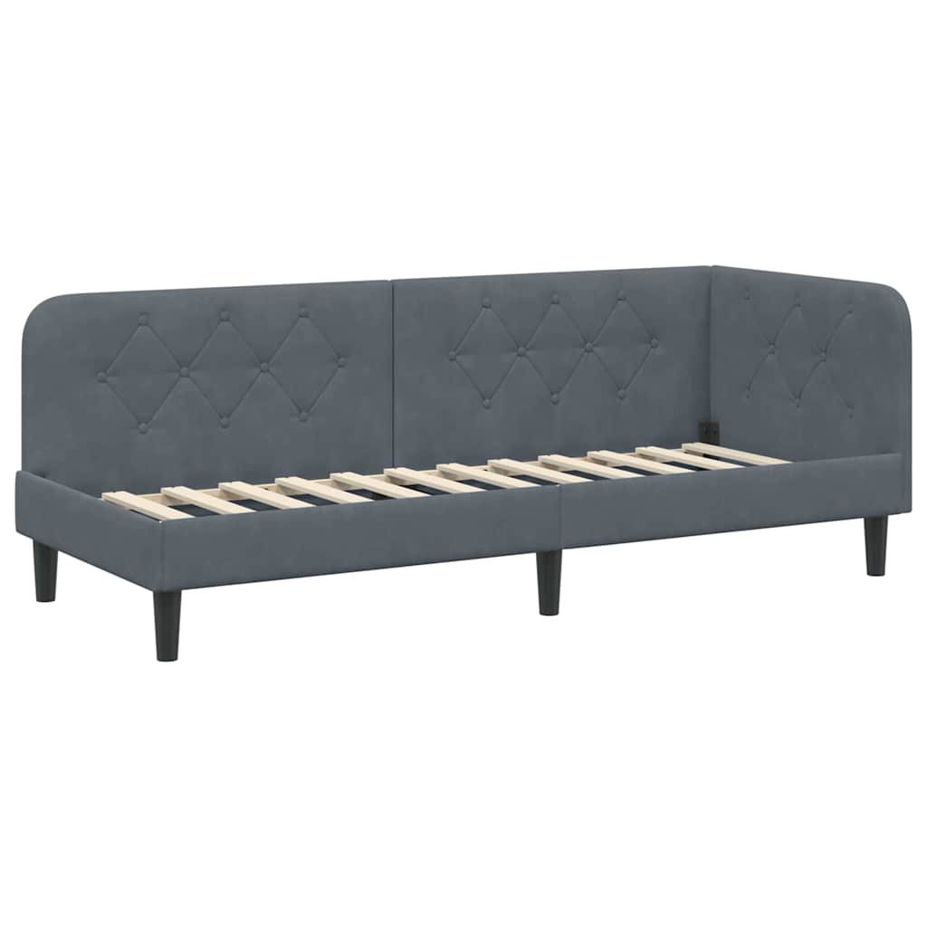 vidaXL Rama łóżka narożnego Ciemnoszary 80 x 200 cm Aksamit