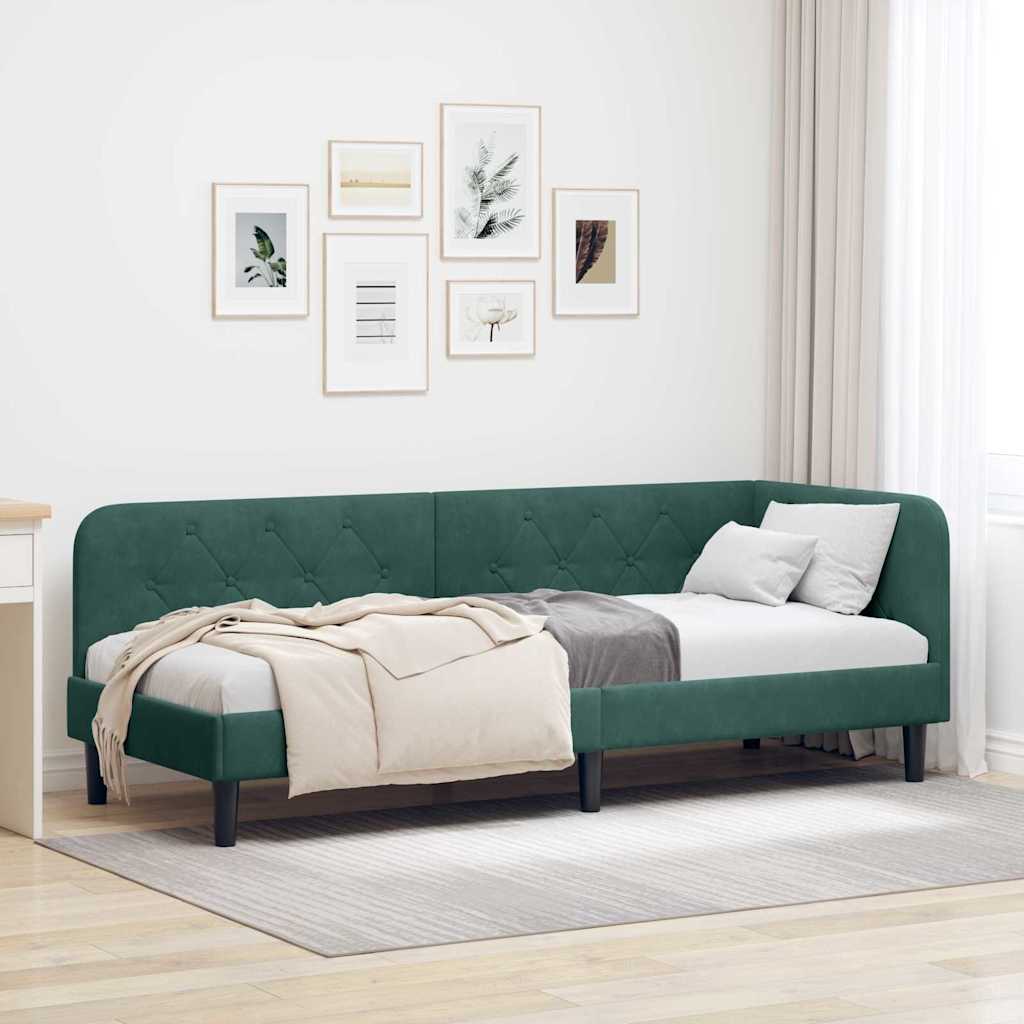 vidaXL Rama łóżka narożnego Ciemna zieleń 80 x 200 cm Aksamit