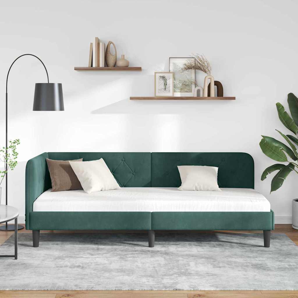 vidaXL Rama łóżka narożnego Ciemna zieleń 80 x 200 cm Aksamit