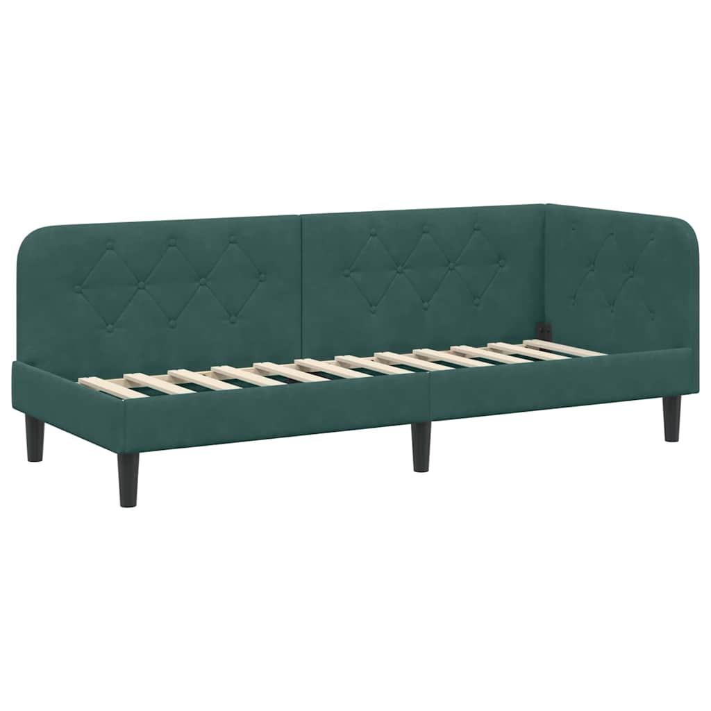 vidaXL Rama łóżka narożnego Ciemna zieleń 80 x 200 cm Aksamit