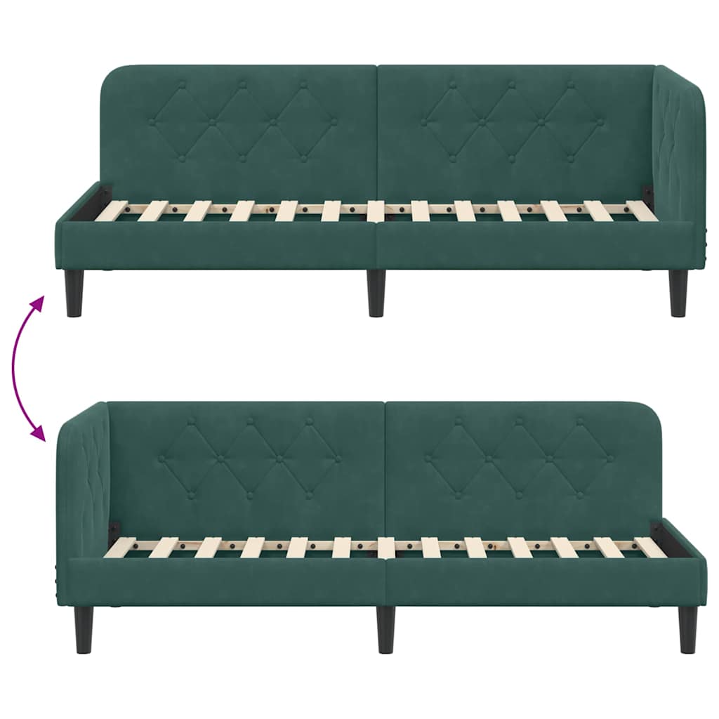 vidaXL Rama łóżka narożnego Ciemna zieleń 80 x 200 cm Aksamit