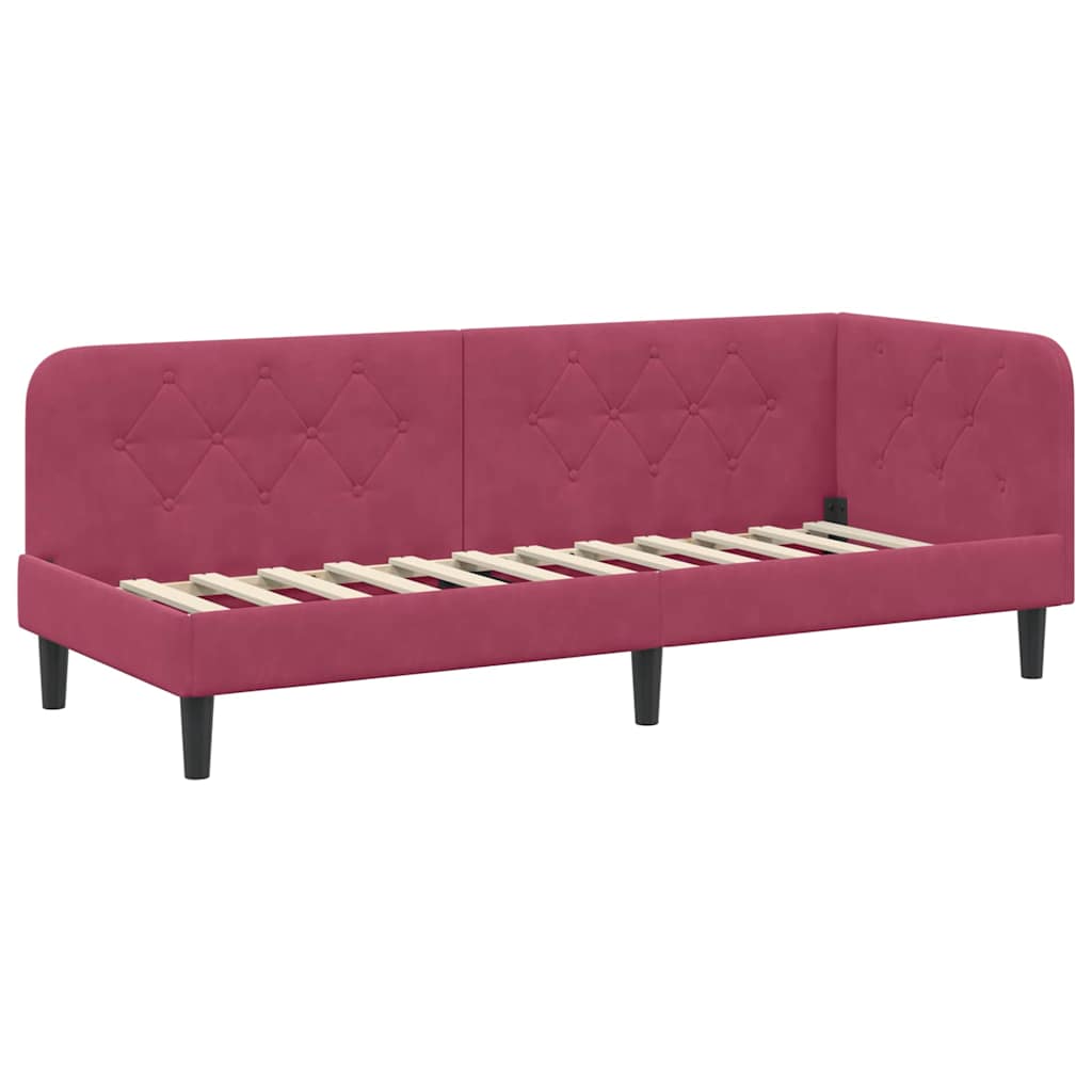 vidaXL Rama łóżka narożnego Czerwone wino 80 x 200 cm Aksamit