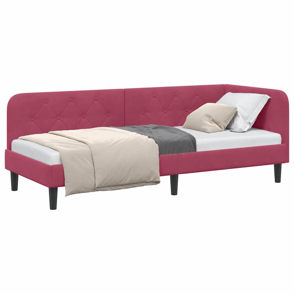 vidaXL Rama łóżka narożnego Czerwone wino 80 x 200 cm Aksamit