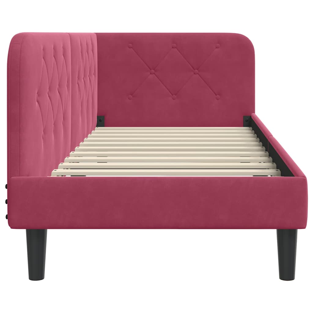 vidaXL Rama łóżka narożnego Czerwone wino 80 x 200 cm Aksamit