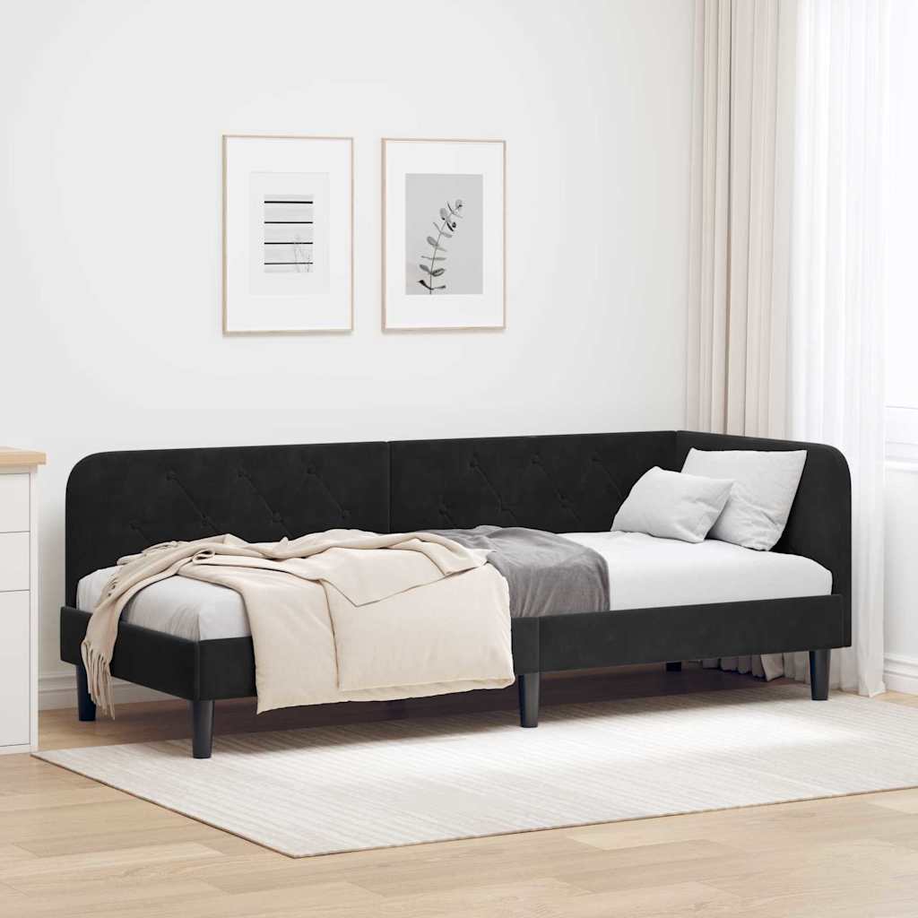 vidaXL Rama łóżka narożnego Czarny 80 x 200 cm Aksamit