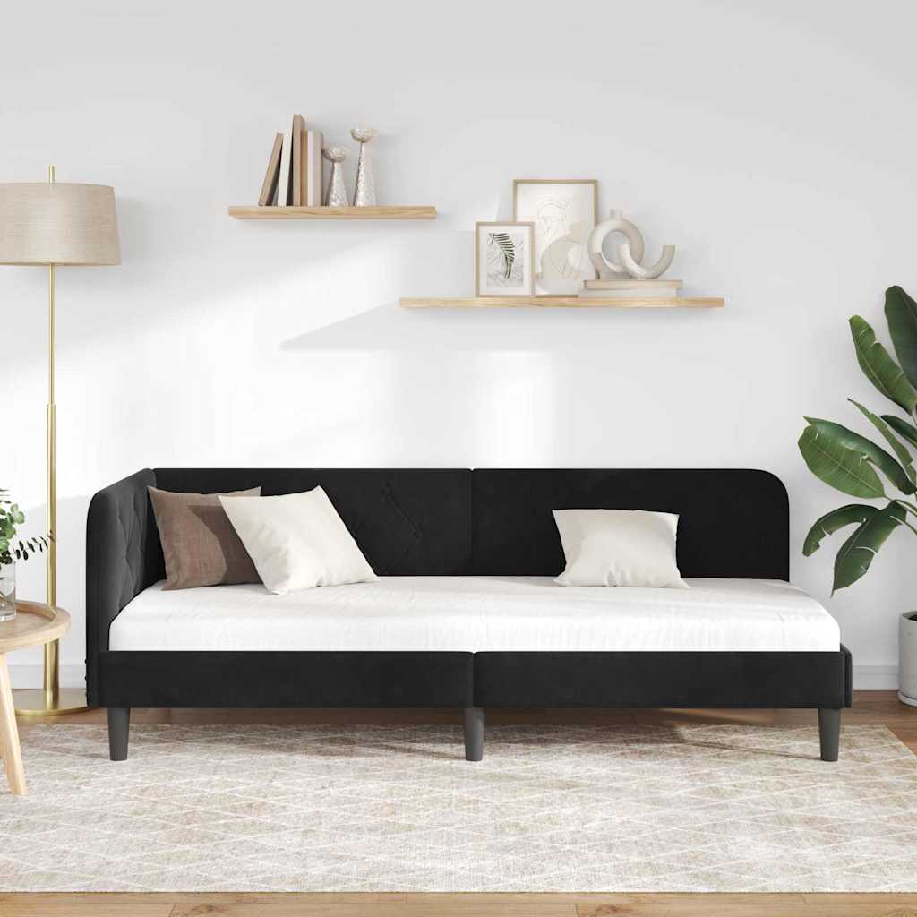 vidaXL Rama łóżka narożnego Czarny 80 x 200 cm Aksamit