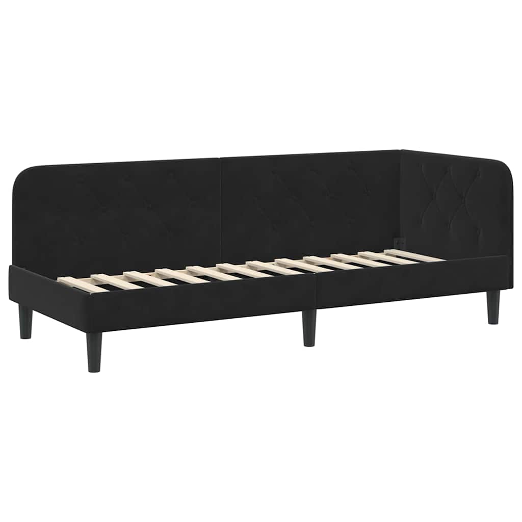 vidaXL Rama łóżka narożnego Czarny 80 x 200 cm Aksamit