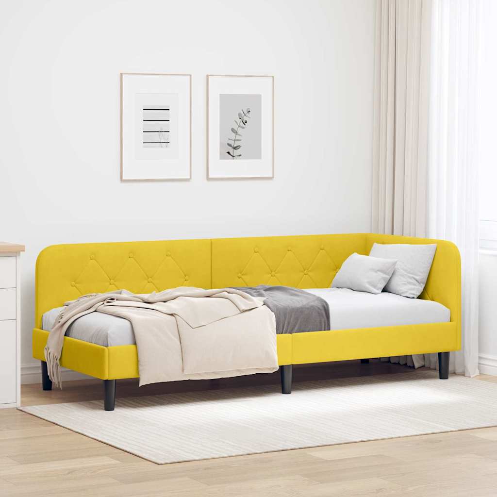 vidaXL Rama łóżka narożnego Żółty 80 x 200 cm Aksamit