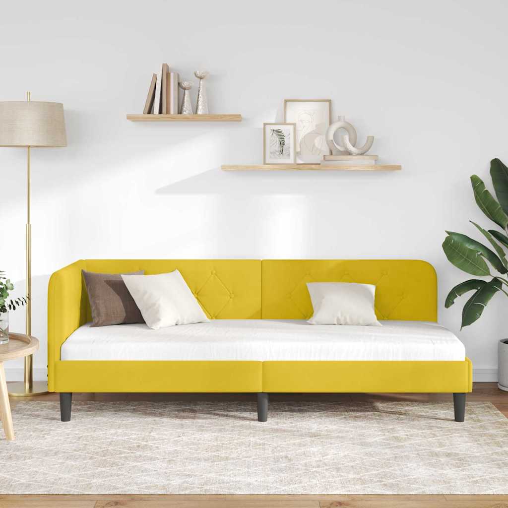 vidaXL Rama łóżka narożnego Żółty 80 x 200 cm Aksamit