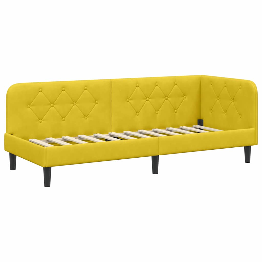 vidaXL Rama łóżka narożnego Żółty 80 x 200 cm Aksamit