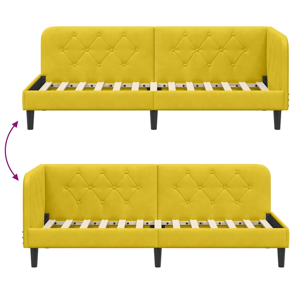 vidaXL Rama łóżka narożnego Żółty 80 x 200 cm Aksamit