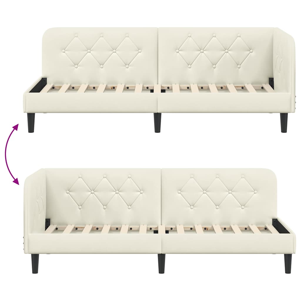 vidaXL Rama łóżka narożnego Kremowy 80 x 200 cm Aksamit