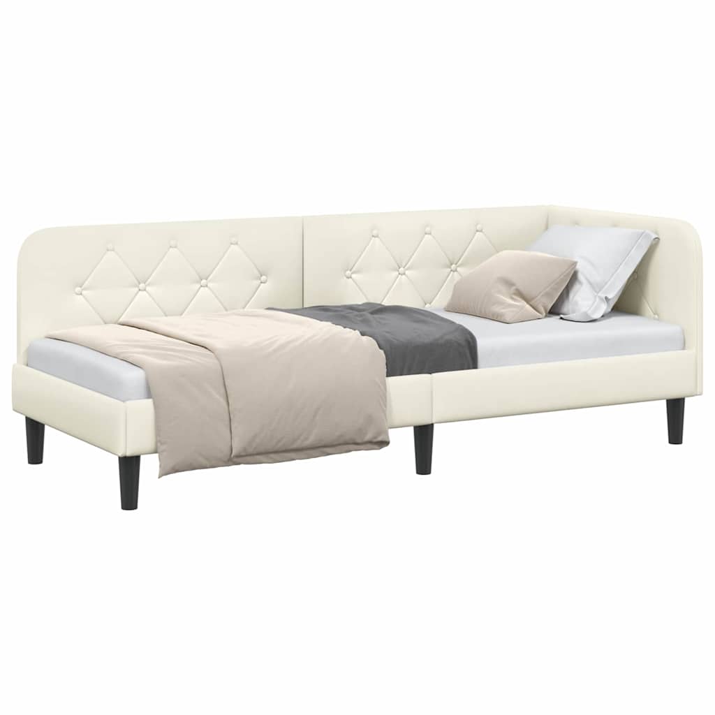 vidaXL Rama łóżka narożnego Kremowy 80 x 200 cm Aksamit
