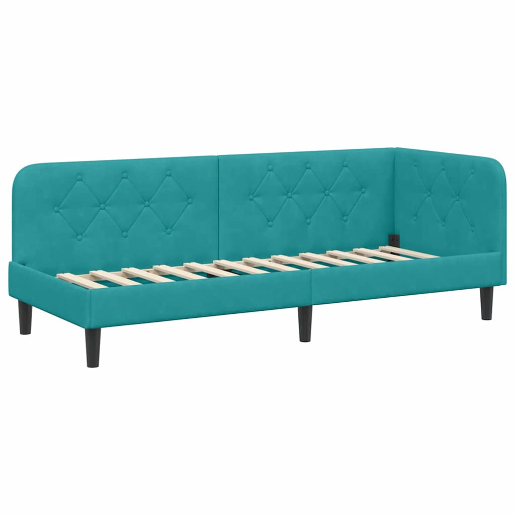 vidaXL Rama łóżka narożnego Turkusowy 80 x 200 cm Aksamit