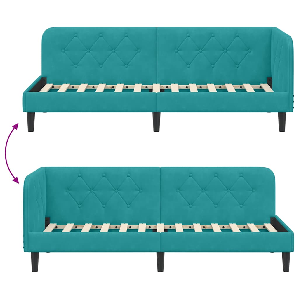 vidaXL Rama łóżka narożnego Turkusowy 80 x 200 cm Aksamit