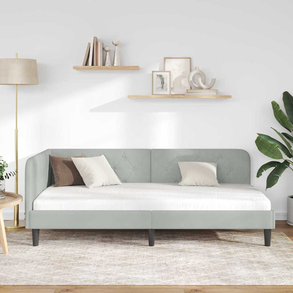 vidaXL Rama łóżka narożnego Jasnoszary 90 x 190 cm Aksamit