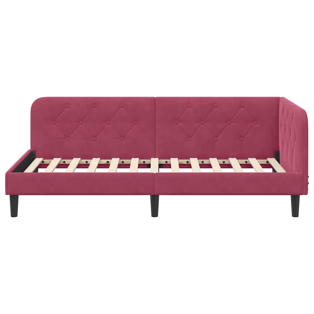 vidaXL Rama łóżka narożnego Czerwone wino 90 x 190 cm Aksamit